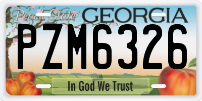 GA license plate PZM6326