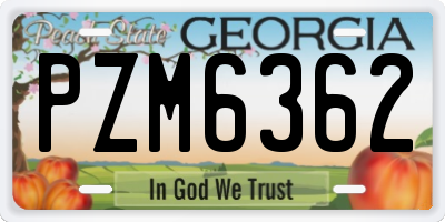 GA license plate PZM6362