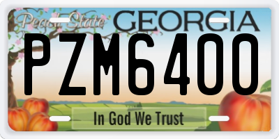 GA license plate PZM6400