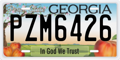 GA license plate PZM6426