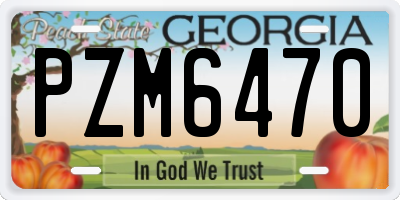 GA license plate PZM6470