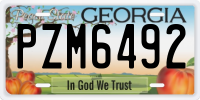 GA license plate PZM6492