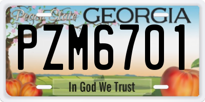 GA license plate PZM6701
