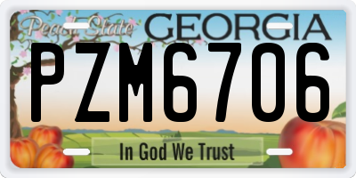 GA license plate PZM6706