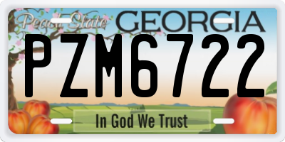 GA license plate PZM6722