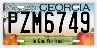 GA license plate PZM6749
