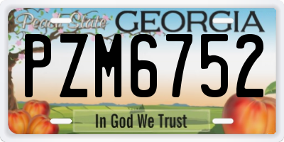 GA license plate PZM6752
