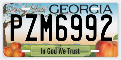 GA license plate PZM6992
