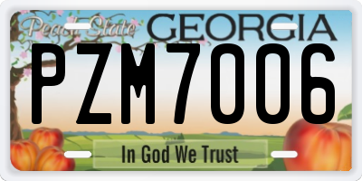 GA license plate PZM7006