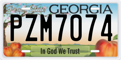 GA license plate PZM7074