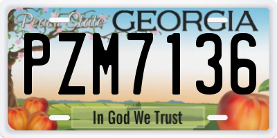 GA license plate PZM7136