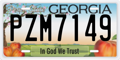 GA license plate PZM7149