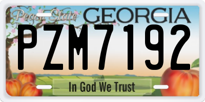 GA license plate PZM7192