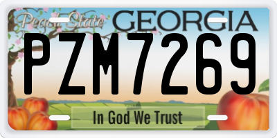 GA license plate PZM7269