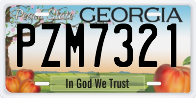 GA license plate PZM7321