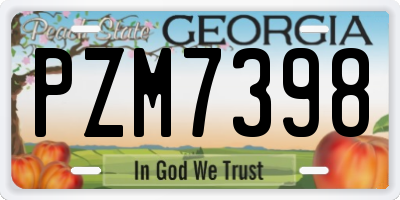 GA license plate PZM7398
