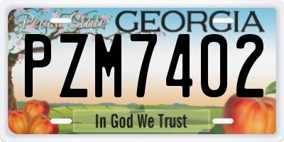 GA license plate PZM7402