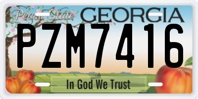 GA license plate PZM7416