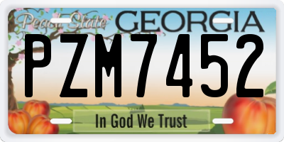 GA license plate PZM7452