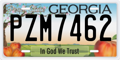 GA license plate PZM7462