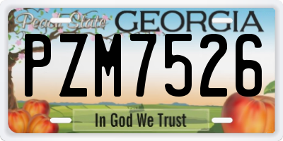 GA license plate PZM7526