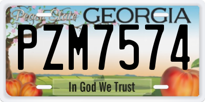 GA license plate PZM7574