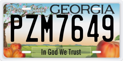 GA license plate PZM7649