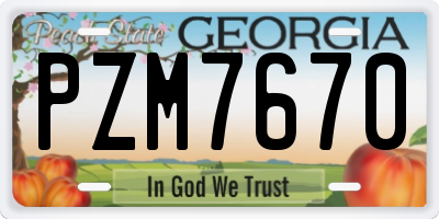 GA license plate PZM7670