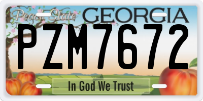 GA license plate PZM7672