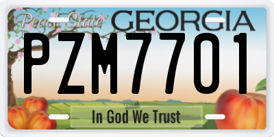GA license plate PZM7701