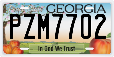 GA license plate PZM7702