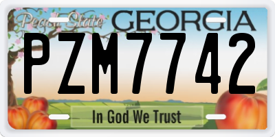 GA license plate PZM7742