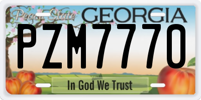 GA license plate PZM7770