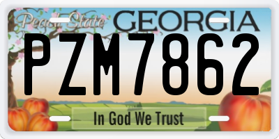 GA license plate PZM7862