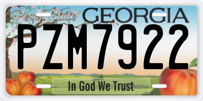 GA license plate PZM7922