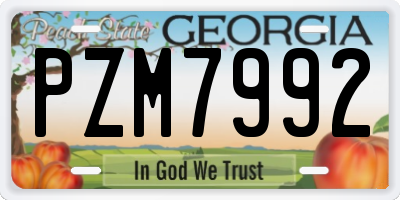 GA license plate PZM7992