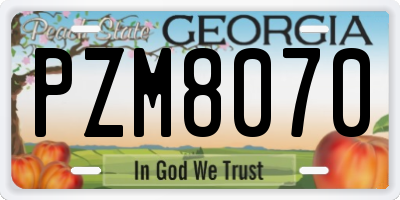 GA license plate PZM8070