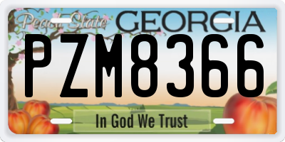 GA license plate PZM8366
