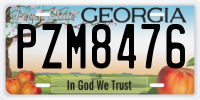 GA license plate PZM8476