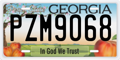 GA license plate PZM9068