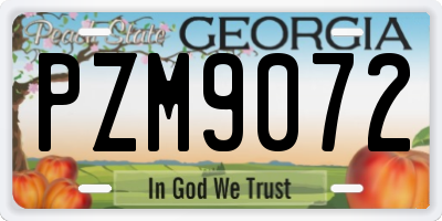 GA license plate PZM9072