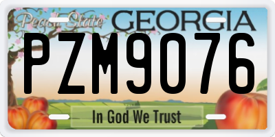 GA license plate PZM9076