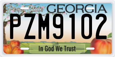GA license plate PZM9102