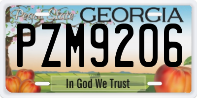GA license plate PZM9206