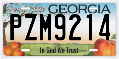 GA license plate PZM9214