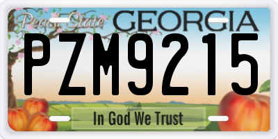 GA license plate PZM9215