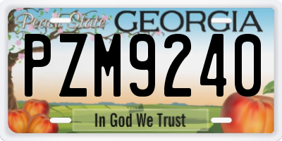 GA license plate PZM9240