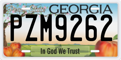 GA license plate PZM9262