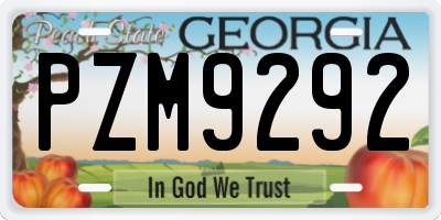 GA license plate PZM9292