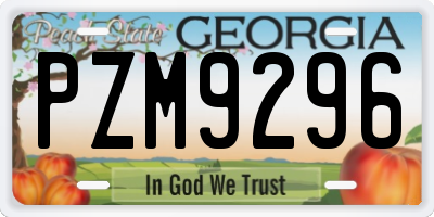 GA license plate PZM9296